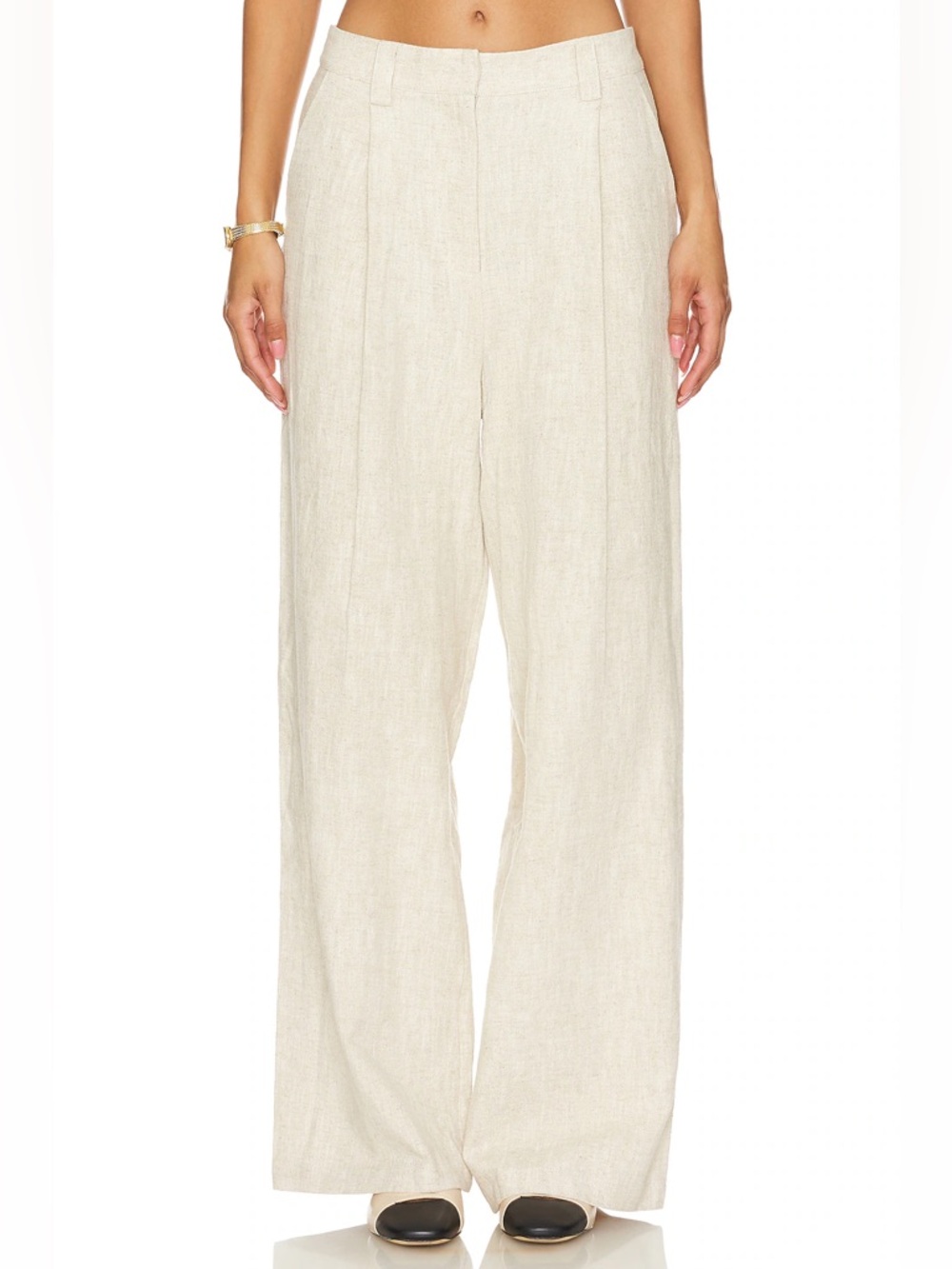 Lioness La Quinta Pants Wiide Leg High Waist Linen Size Small Oatmeal